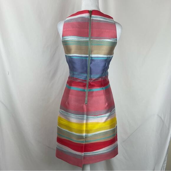 Sara Campbell Pink Red Teal Satin Striped Party Event Dress NWOT Size 6 - Picture 5 of 14